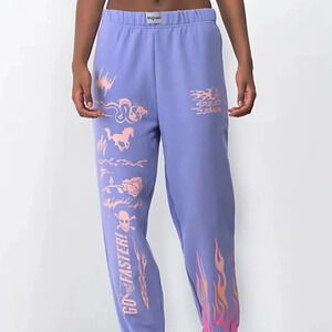 NGOrder Jogger Sweatpants Purple Pink Graphic Speed Demon Racing Street Sz Large